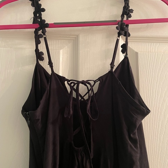 SOLD Black daisy strap skater dress - Picture 3 of 7